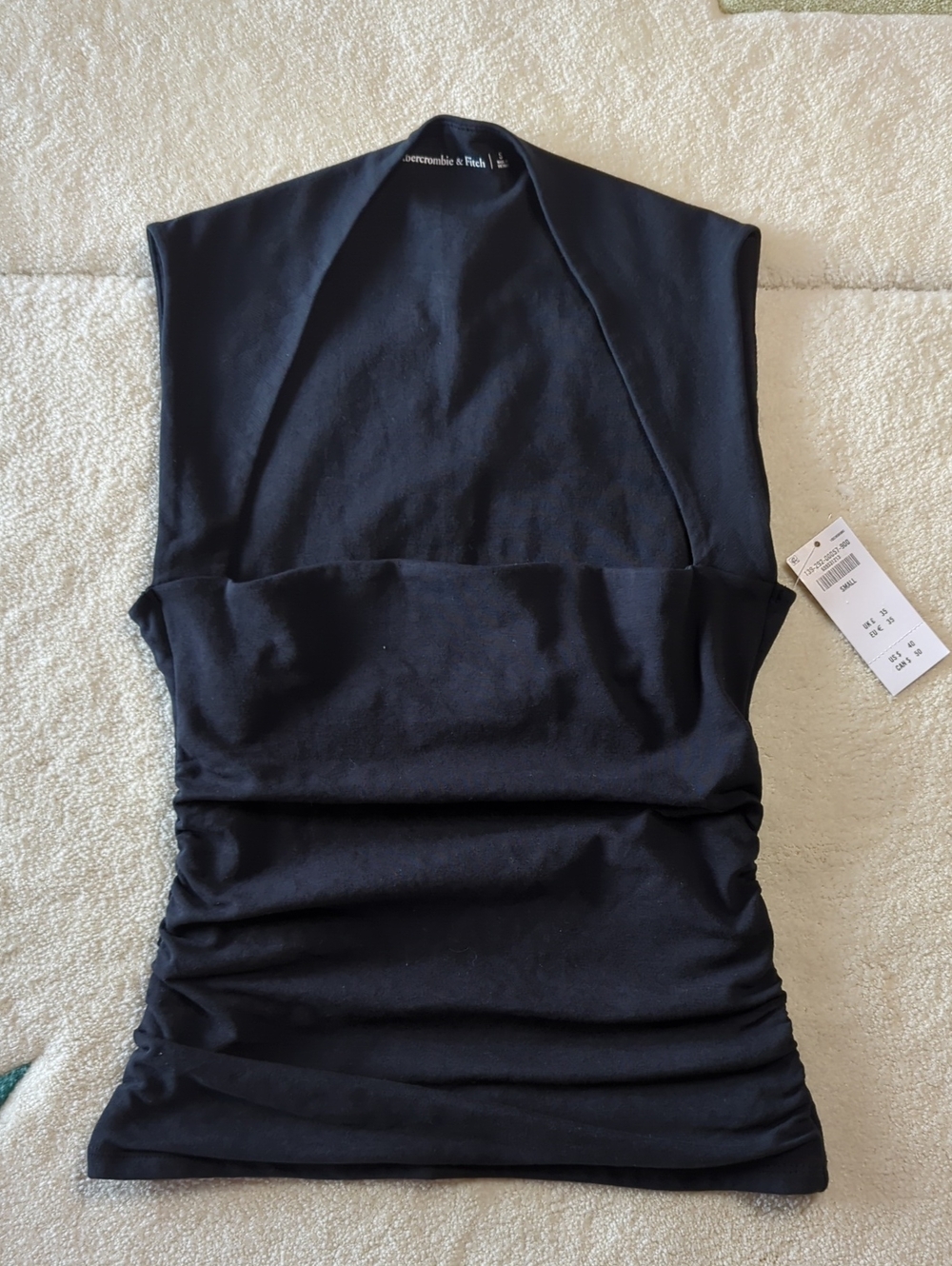 Abercrombie & Fitch Black Ruched Sleeveless Tank Top
